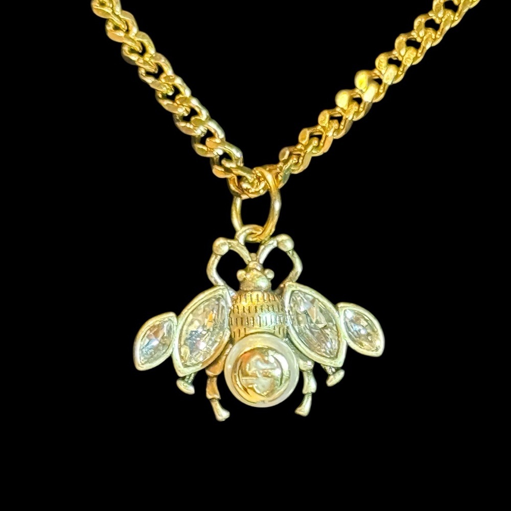 Upcycled Gucci Gold Bee Pendant Necklace